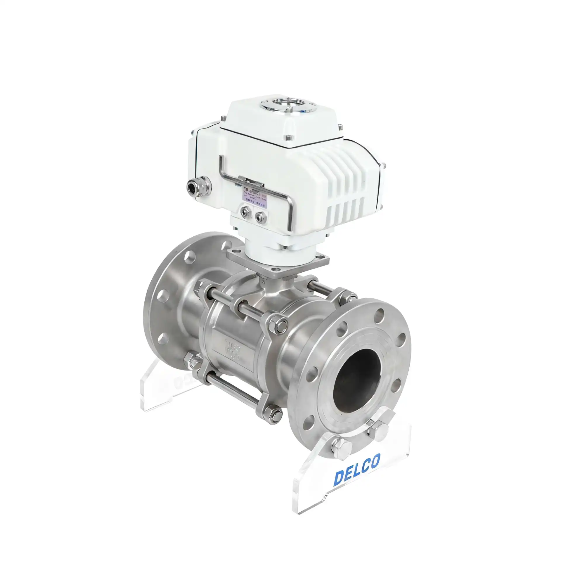 DK55-3PF Electric Stainless Steel Flanged Ball Valve Top View