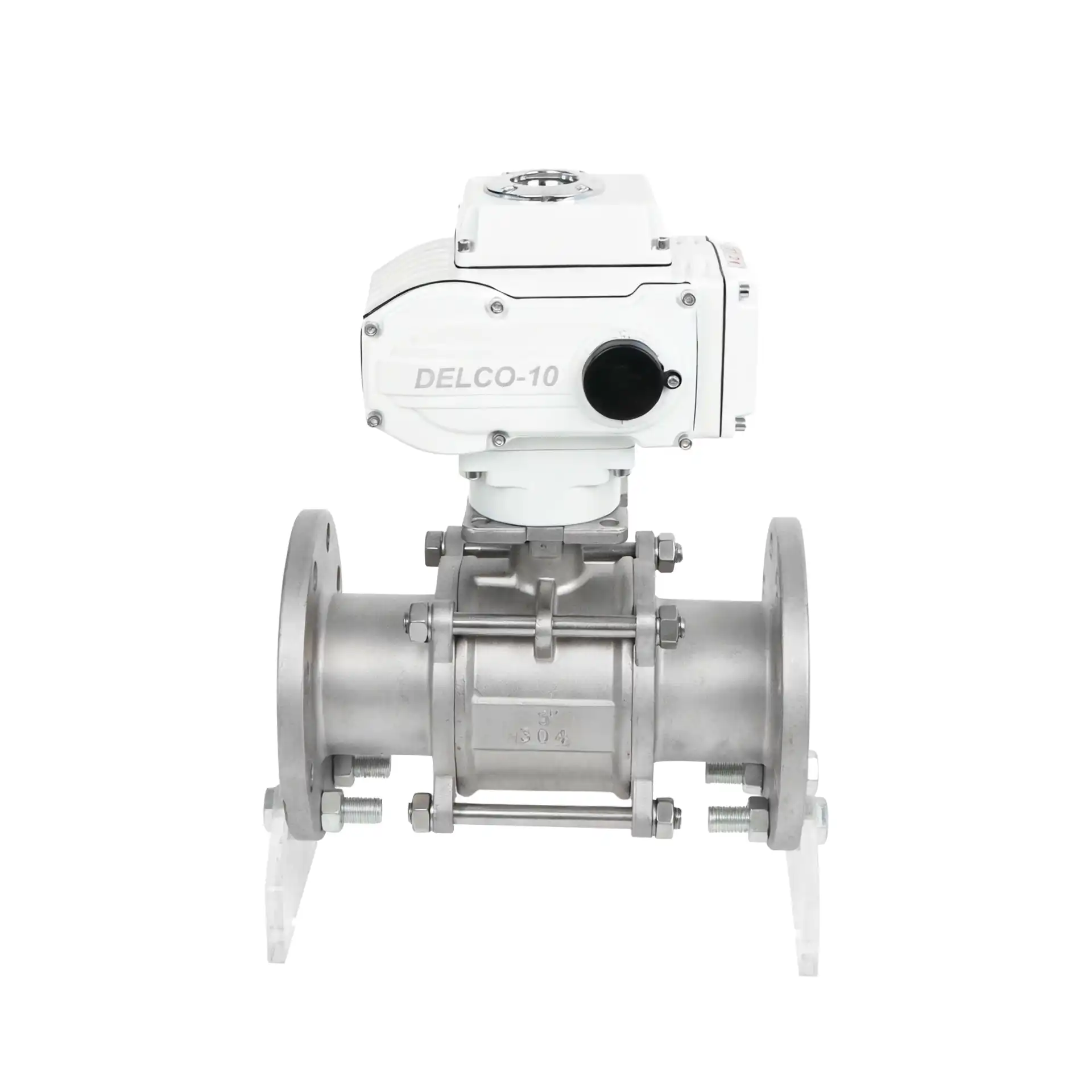 DK55-3PF Electric Stainless Steel Flanged Ball Valve Bottom View