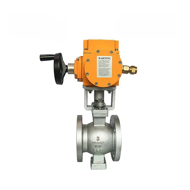 EX-DKV55-VF Electric Explosion-proof Stainless Steel V-Flange Ball Valve 1
